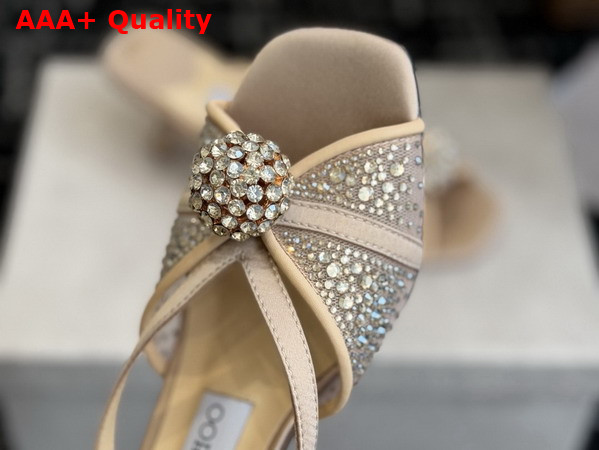 Jimmy Choo Siva Mule 50 Nude Mesh and Satin Mules with Degrade Galaxy Crystal and Crystal Sphere Embellishment Replica