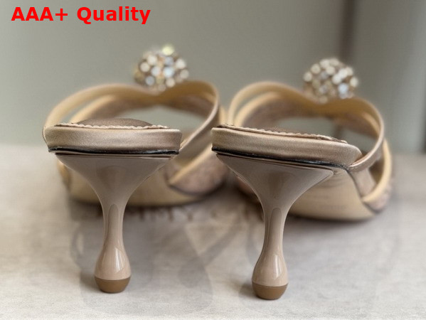 Jimmy Choo Siva Mule 50 Nude Mesh and Satin Mules with Degrade Galaxy Crystal and Crystal Sphere Embellishment Replica