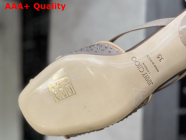 Jimmy Choo Siva Mule 50 Nude Mesh and Satin Mules with Degrade Galaxy Crystal and Crystal Sphere Embellishment Replica
