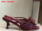 Jimmy Choo Siva Mule 50 Red Mesh and Satin Mules with Degrade Galaxy Crystal and Crystal Sphere Embellishment Replica