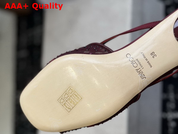 Jimmy Choo Siva Mule 50 Red Mesh and Satin Mules with Degrade Galaxy Crystal and Crystal Sphere Embellishment Replica