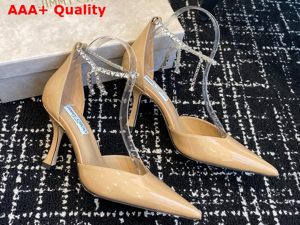 Jimmy Choo Stevie 50 Biscuit Patent Leather Pumps Replica
