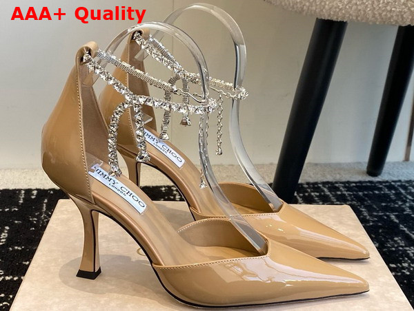 Jimmy Choo Stevie 50 Biscuit Patent Leather Pumps Replica