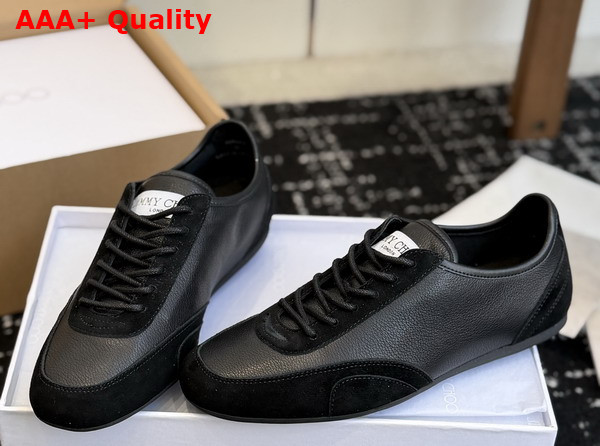 Jimmy Choo Sunny F Black Leather and Suede Low Top Trainers Replica