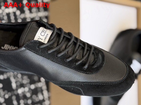 Jimmy Choo Sunny F Black Leather and Suede Low Top Trainers Replica