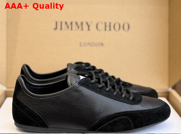 Jimmy Choo Sunny F Black Leather and Suede Low Top Trainers Replica
