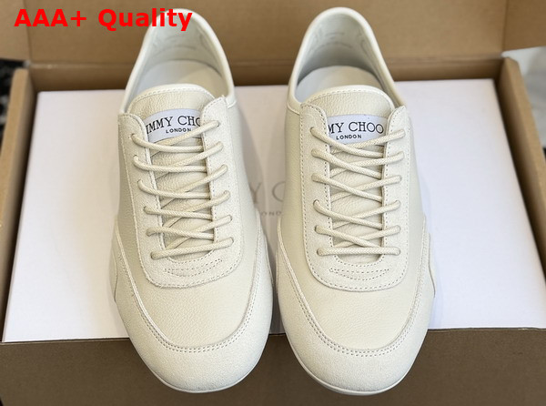 Jimmy Choo Sunny F Latte Leather and Suede Low Top Trainers Replica