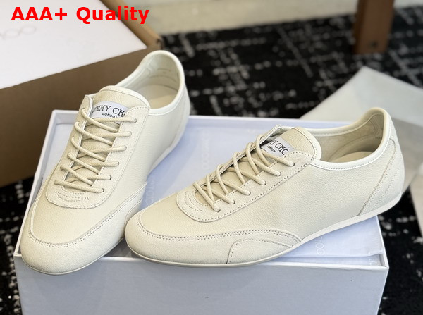 Jimmy Choo Sunny F Latte Leather and Suede Low Top Trainers Replica