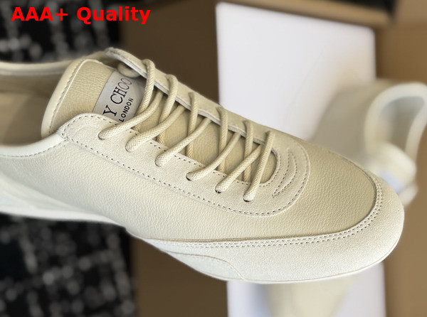 Jimmy Choo Sunny F Latte Leather and Suede Low Top Trainers Replica