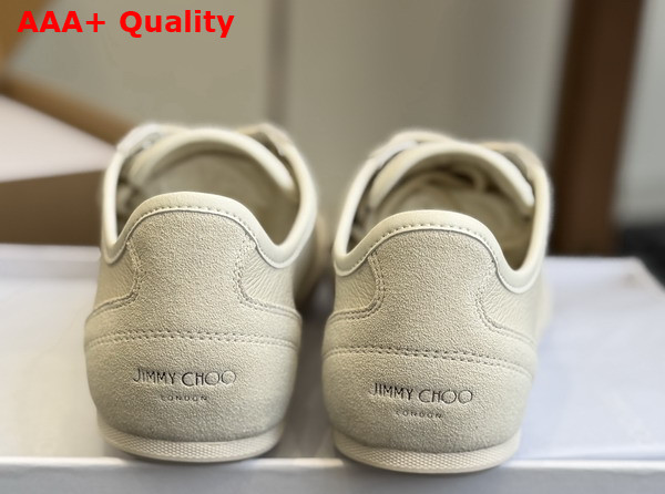 Jimmy Choo Sunny F Latte Leather and Suede Low Top Trainers Replica