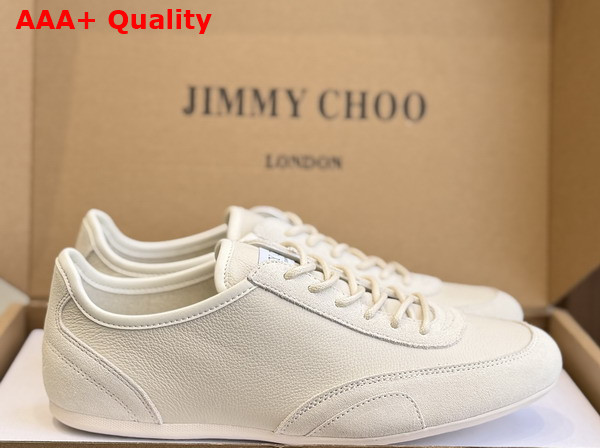 Jimmy Choo Sunny F Latte Leather and Suede Low Top Trainers Replica