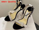 Jimmy Choo Thyra 100 Black Suede Sandals with Pave Crystal Cord Detail Replica