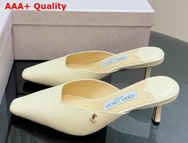 Jimmy Choo Vivi 65 Bamboo Lizard Printed Leather Mules Replica