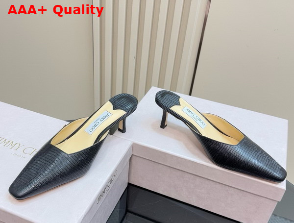 Jimmy Choo Vivi 65 Black Lizard Printed Leather Mules Replica