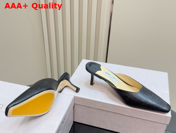Jimmy Choo Vivi 65 Black Lizard Printed Leather Mules Replica