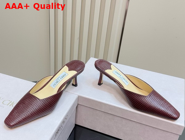 Jimmy Choo Vivi 65 Coffee Lizard Printed Leather Mules Replica