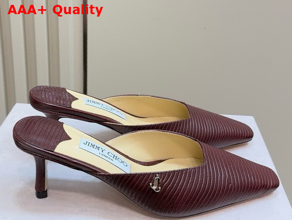 Jimmy Choo Vivi 65 Coffee Lizard Printed Leather Mules Replica