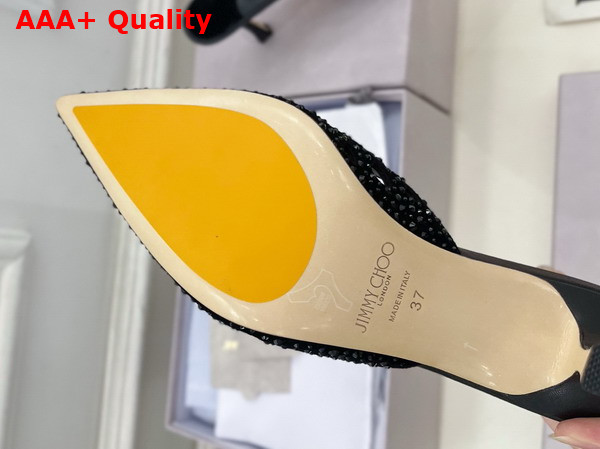 Jimmy Choo Vivi 65 Mules in Black Perforated Crystal Suede Replica