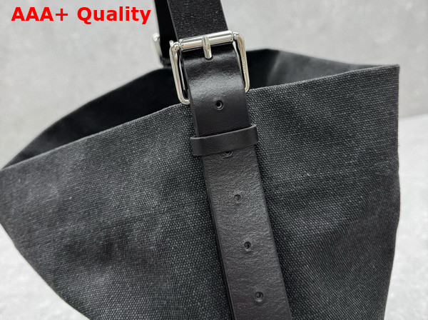 Lemaire Belted Tote Bag Unisex Ash Black Cotton Replica