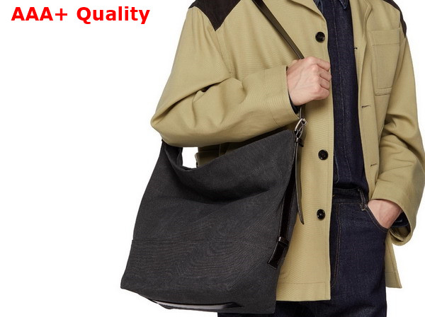Lemaire Belted Tote Bag Unisex Ash Black Cotton Replica