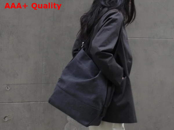 Lemaire Belted Tote Bag Unisex Ash Black Cotton Replica