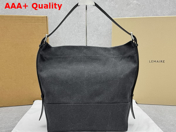 Lemaire Belted Tote Bag Unisex Ash Black Cotton Replica