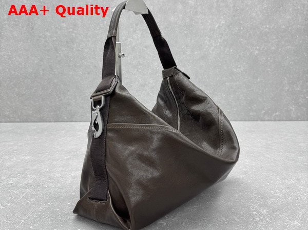 Lemaire Berlingot Hobo Bag in Dark Brown Paper Lux Leather Replica