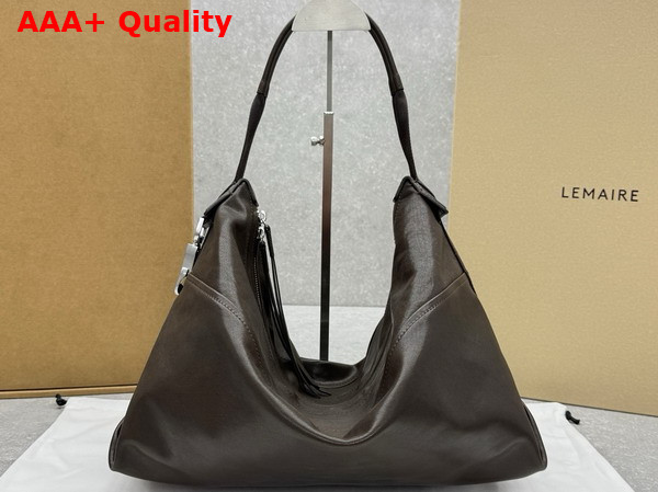 Lemaire Berlingot Hobo Bag in Dark Brown Paper Lux Leather Replica