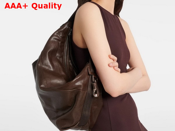 Lemaire Berlingot Hobo Bag in Espresso Paper Lux Leather Replica