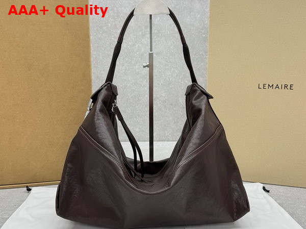 Lemaire Berlingot Hobo Bag in Espresso Paper Lux Leather Replica