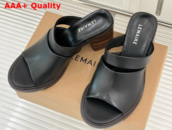 Lemaire Heeled Mule in Black Vegetable Nappa Leather Replica