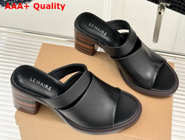 Lemaire Heeled Mule in Black Vegetable Nappa Leather Replica