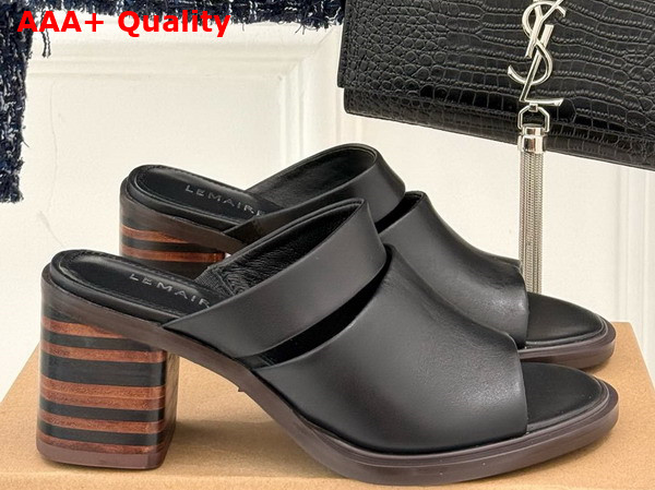 Lemaire Heeled Mule in Black Vegetable Nappa Leather Replica