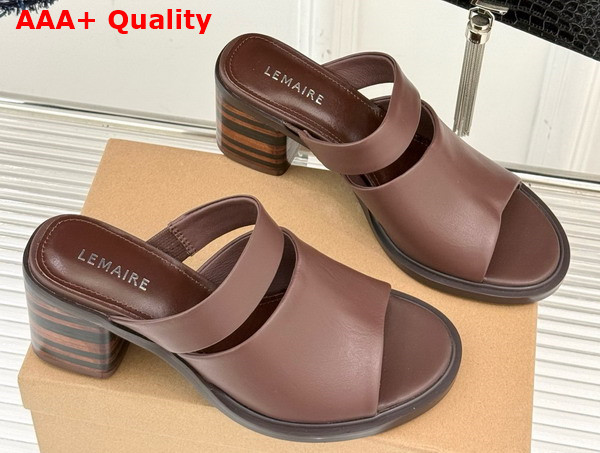 Lemaire Heeled Mule in Dark Brown Vegetable Nappa Leather Replica
