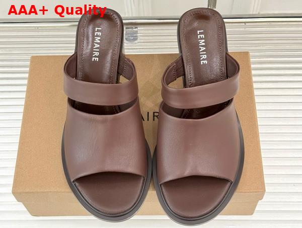 Lemaire Heeled Mule in Dark Brown Vegetable Nappa Leather Replica
