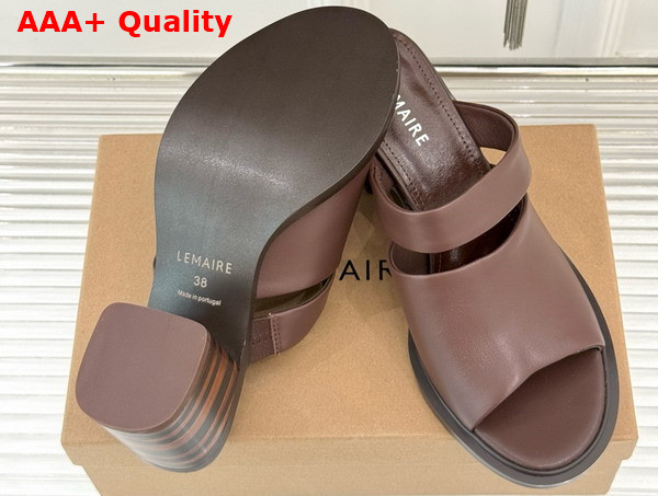 Lemaire Heeled Mule in Dark Brown Vegetable Nappa Leather Replica