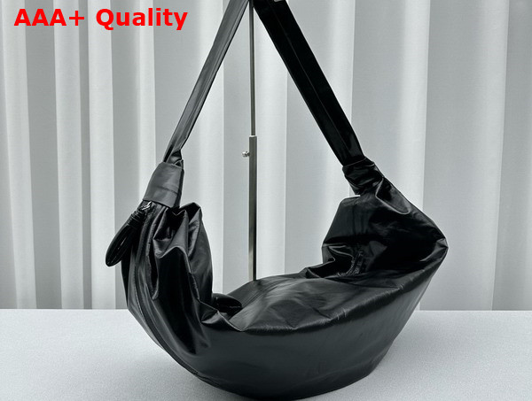Lemaire Large Soft Croissant Bag in Black Paper Leather Replica