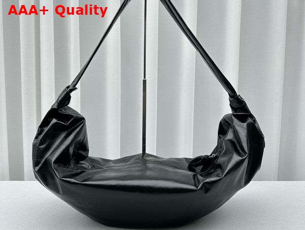Lemaire Large Soft Croissant Bag in Black Paper Leather Replica