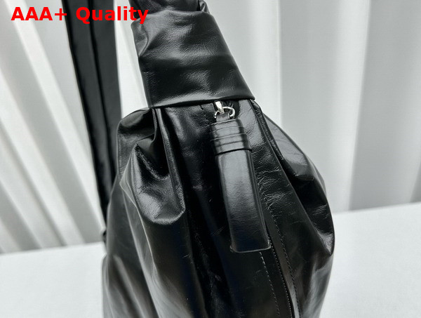 Lemaire Large Soft Croissant Bag in Black Paper Leather Replica