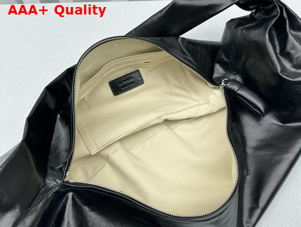 Lemaire Large Soft Croissant Bag in Black Paper Leather Replica