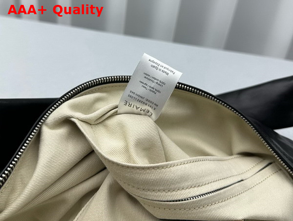 Lemaire Large Soft Croissant Bag in Black Paper Leather Replica