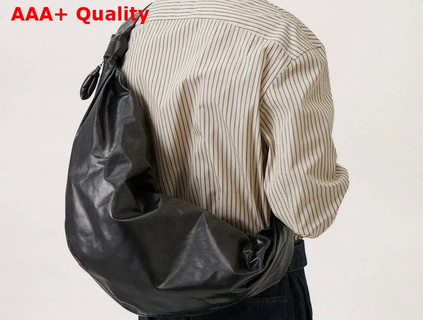 Lemaire Large Soft Croissant Bag in Black Paper Leather Replica