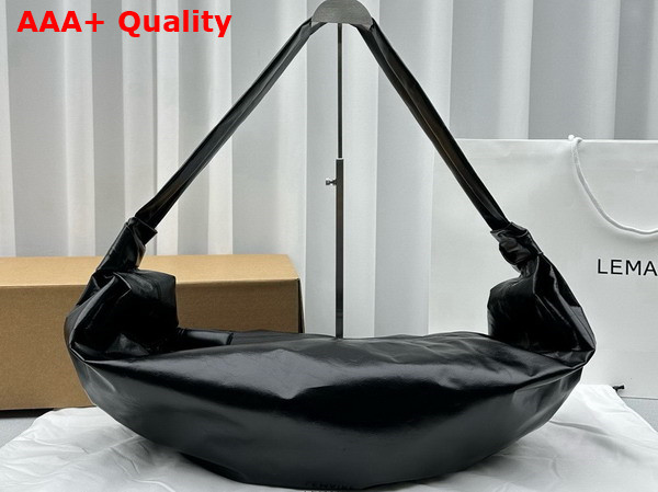 Lemaire Large Soft Croissant Bag in Black Paper Leather Replica