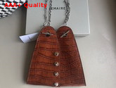 Lemaire Mini Double Folded Bag in Brown Embossed Leather Replica