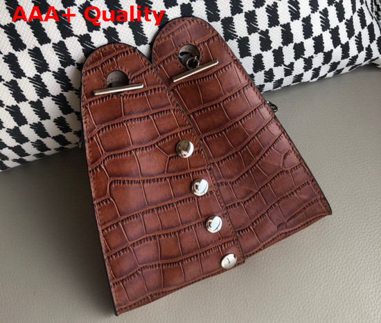 Lemaire Mini Double Folded Bag in Brown Embossed Leather Replica