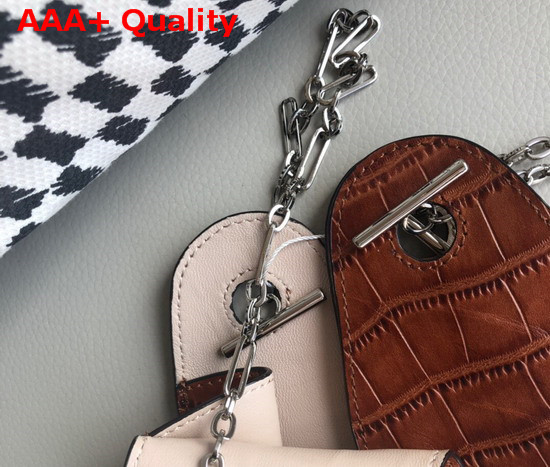 Lemaire Mini Double Folded Bag in Brown Embossed Leather Replica