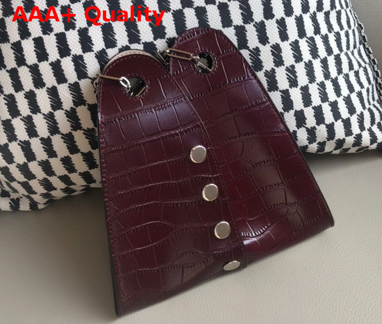Lemaire Mini Double Folded Bag in Burgundy Embossed Leather Replica