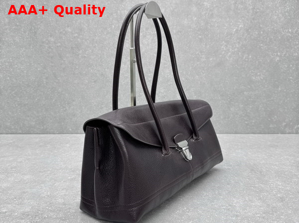 Lemaire Shoulder Gear Bag in Dark Eggplant Glossy Vegetable Leather Replica