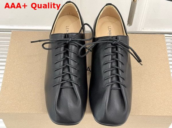 Lemaire Souris Flat Classic Derbies in Black Leather Replica