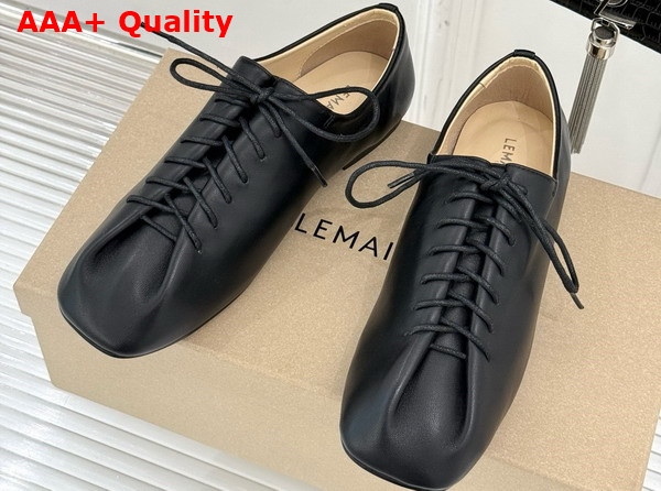 Lemaire Souris Flat Classic Derbies in Black Leather Replica